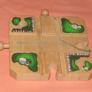Thomas Wooden Railway Train Engine Track 4 Way Stop Road Intersection Cross